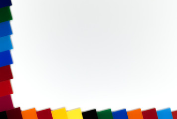 Fototapeta na wymiar partial frame made frome color plastic acrylic shape plexiglass on white background