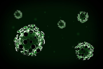 Microscopic view of Corona virus COVID-19  bacteria medical concept.3d render