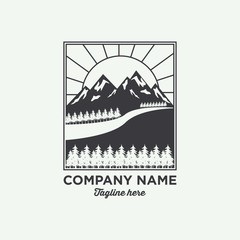 Vintage badge of Mountain expedition adventure logo