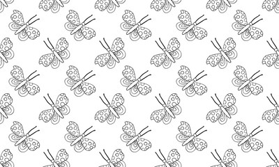 Beautiful colorful butterfly isolated on a white background. Hand drawing line vector sketch