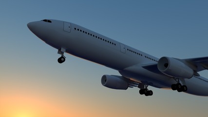 Fototapeta na wymiar Airplane Flying Aviation 3D Illustration
