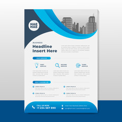 Corporate business flyer poster pamphlet brochure cover template design with blue color on a4 paper size. For marketing, business proposal, promotion, advertise, publication, cover page