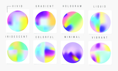 Holographic round frames set ,vibrant Holographic liquid gradient shapes,Hipster holographic fluid with gradient mesh,Abstract blur free form shapes ,gradient iridescent colors effect,Vivid colorful