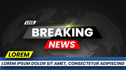 Template for breaking news background with world map. Vector illustration.