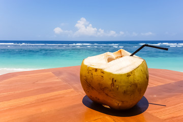 View on coconut on the sea background