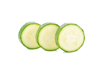  fresh green zucchini with slice isolated on whitebackground