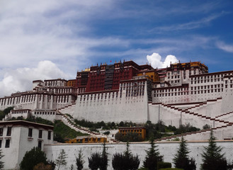The Potala Palace under blue sky in Tibet