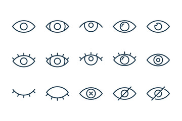 Fototapeta Eyes related line icons. View and eye vector linear icon set. obraz