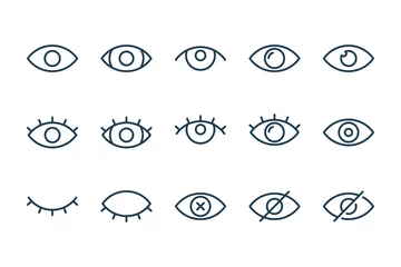 Foto op Aluminium Eyes related line icons. View and eye vector linear icon set. © NikWB