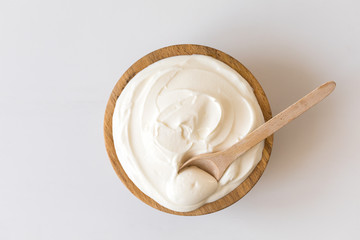 Greek yogurt .Homemade Fatty Dairy product, sour cream, mayonnaise.