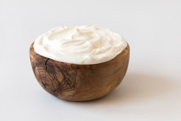 Greek yogurt .Homemade Fatty Dairy product, sour cream, mayonnaise.