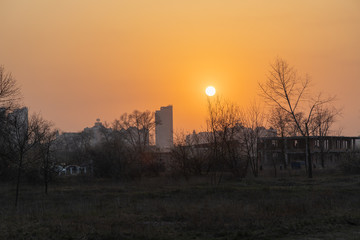 Sunset over the city of Kiev.