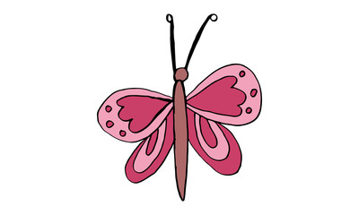 Beautiful colorful butterfly isolated on a white background. Hand drawing line vector sketch