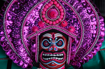 Chhau dance mask of mythological character Ravan of the epic The Ramayana