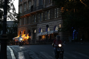 open air dining at night