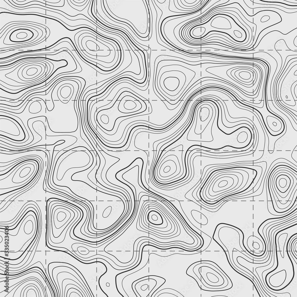 Poster topographic contour map on white background. vector grid map.