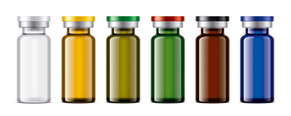 Colored Glass Bottles set. 