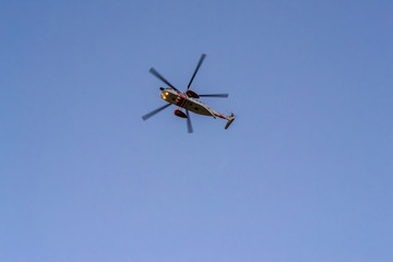 Fototapeta na wymiar sea rescue helicopter flying over