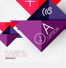 Abstract background, geometric business multicolored paper infographic - triangle frames for text, icons or graphics on light background with copyspace. Vector Illustration For Wallpaper, Banner