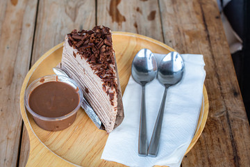 pancakes on woodden plate