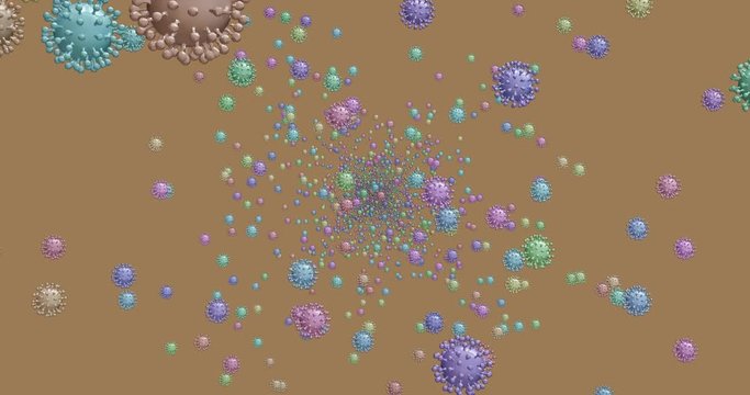 Virus, 3D Animation unendlich vieler Viren in verschiedenen Farben