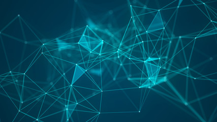 Abstract technology background. Network connection structure on blue background. 3D rendering.