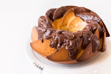 Cake with chocolate. Dessert.Homemade baking