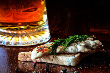 Grilled chicken tenderloin on toast