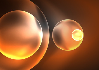 Glowing neon shiny transparent bubbles, glass circles or bio cell concept. Techno futuristic vector abstract background For Wallpaper, Banner, Background, Card, Book Illustration, landing page