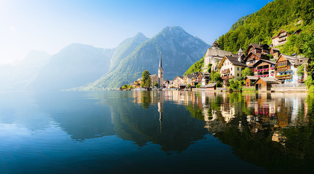 Hallstatt mountain village in the Alps, Salzkammergut, Austria