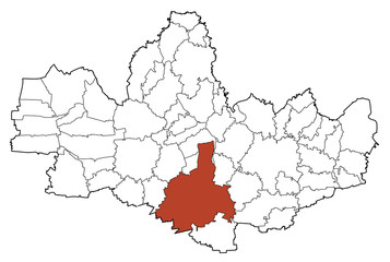 Satellite view of the Municipalities in the province of Monza e Brianza, map. Lombardy, Italy. 