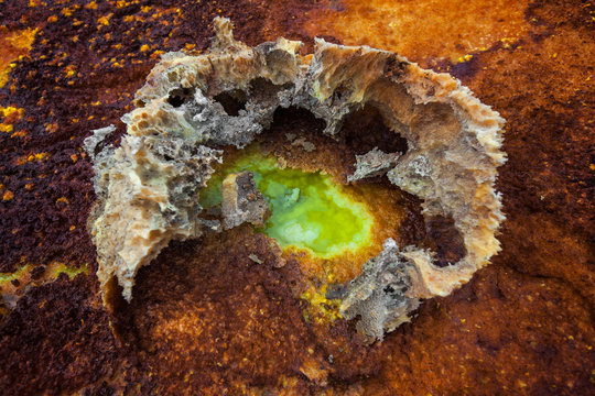 Colourful Dalol volcano in the ethiopian danakil desert