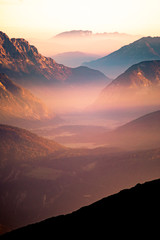 Fog in the valley during sunrise