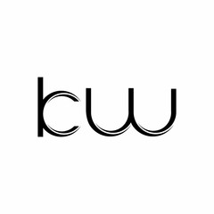 KW Logo monogram with slice rounded modern design template
