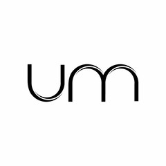 UM Logo monogram with slice rounded modern design template