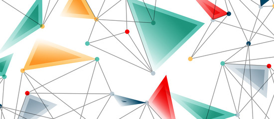 Line points connections, triangular technology design. Abstract geometric background