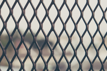 Fototapeta premium Grating Iron pattern with blur background