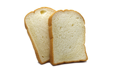 Slice of fresh homemade baked bread isolated on white background.