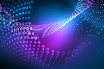 Obraz premium Abstract particles, wave background, neon motion techno design