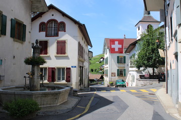 Street in old Swiss town Lavaux