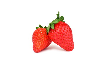 Single fresh strawberry isolated on the white background