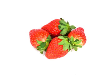 Fresh strawberries isolated on the white background