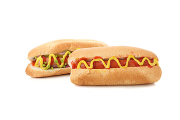 Two hot dog isolated on white background
