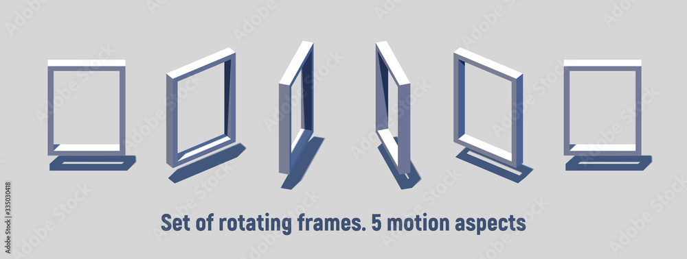 Poster isometric rectangular frame rotating for motion design