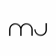 MJ Logo monogram with slice rounded modern design template