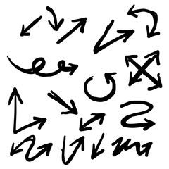 Fototapeta premium Hand drawn arrows collection illustration with doodle style vector