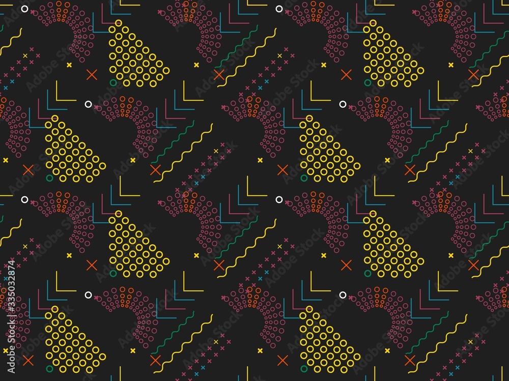 Poster Seamless bright spring pattern with  straight lines and   geometry.
