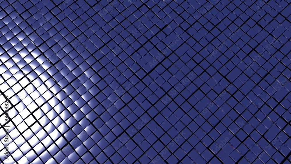 Aufkleber Abstract background with square tiles of various heights. Shiny poligonal piles floor. Abstract architecture scene with perspective view. 3D illustration