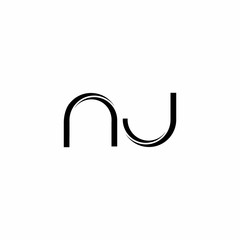 NJ Logo monogram with slice rounded modern design template