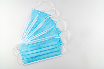 3 ply surgical face mask isolated on white background.